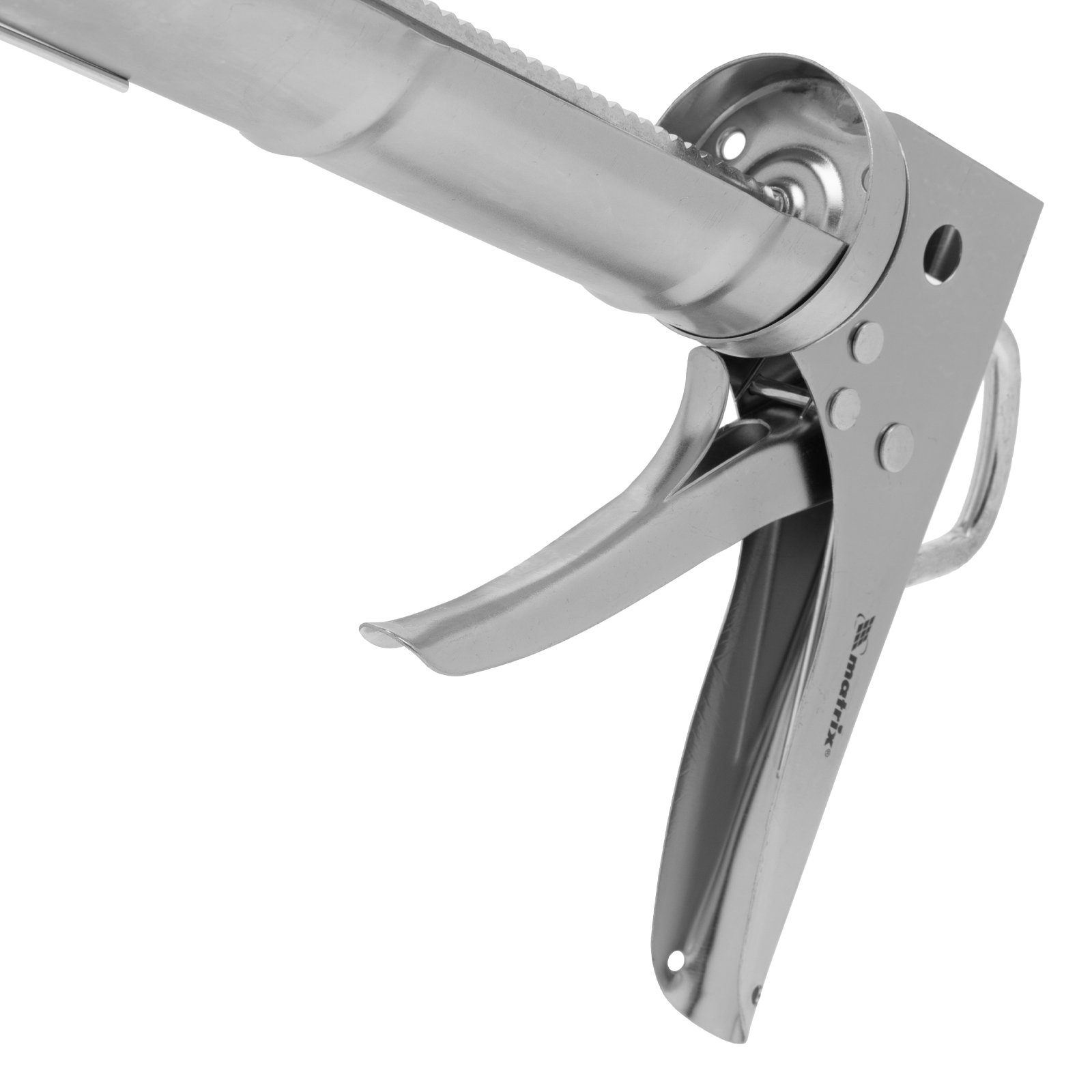 Пистолет для герметика, 310 мл, "полуоткрытый", хромированный, зубчатый шток 7 мм Matrix