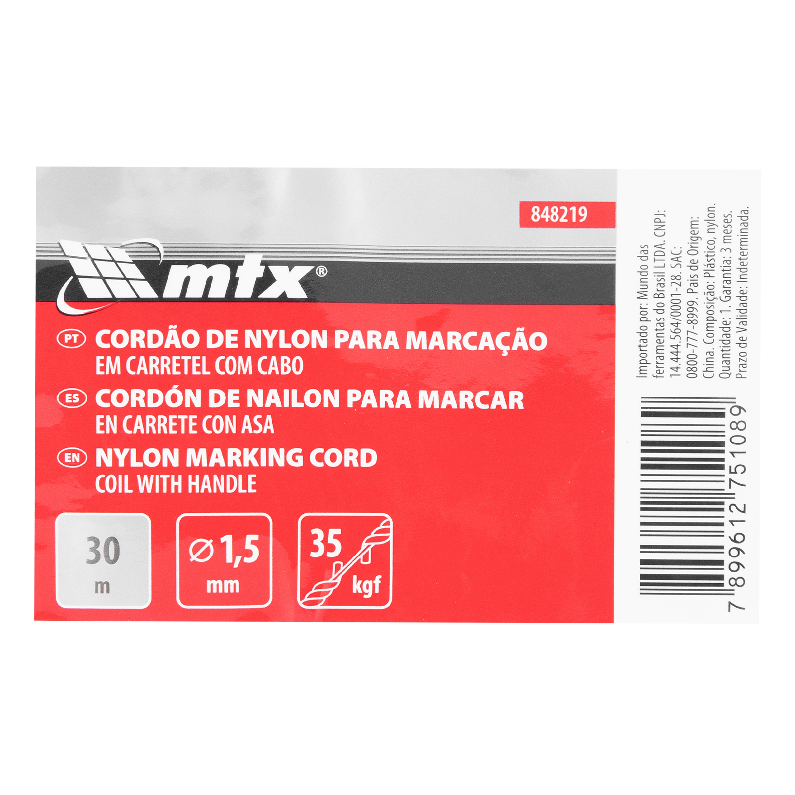 Шнур Нейлоновый разметочный на катушке c ручкой D 1.5 мм, 30 м Matrix