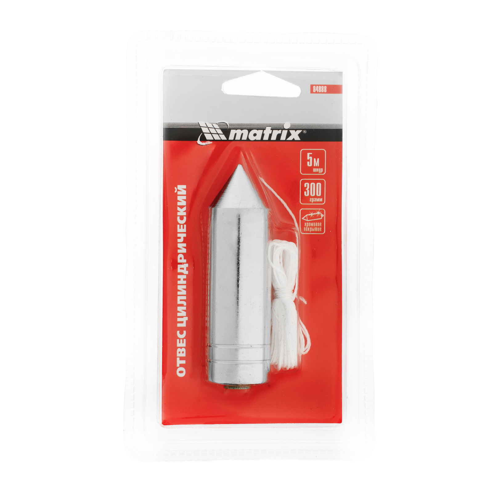 Отвес цилиндрический, 300 г, шнур 5 м Matrix