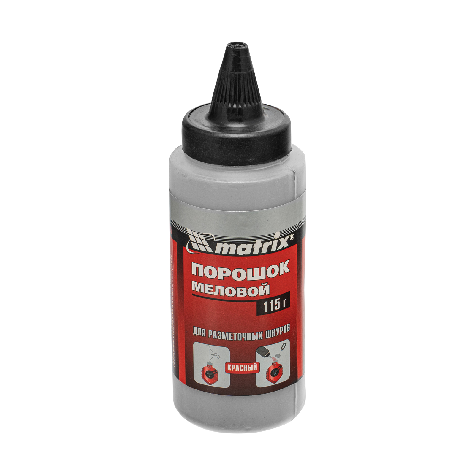 Шнур разметочный в пластмассовом обрезиненном корпусе, порошок красный Matrix