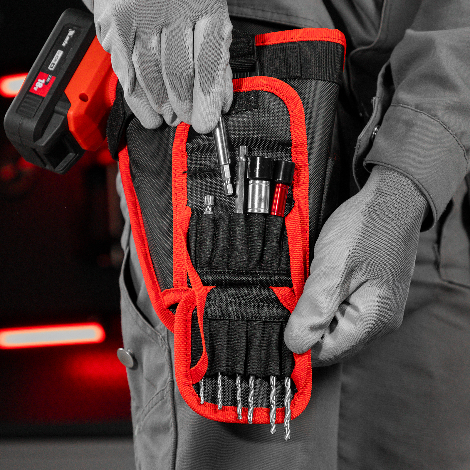 Кобура для шуруповерта с карманом для бит и сверл Matrix