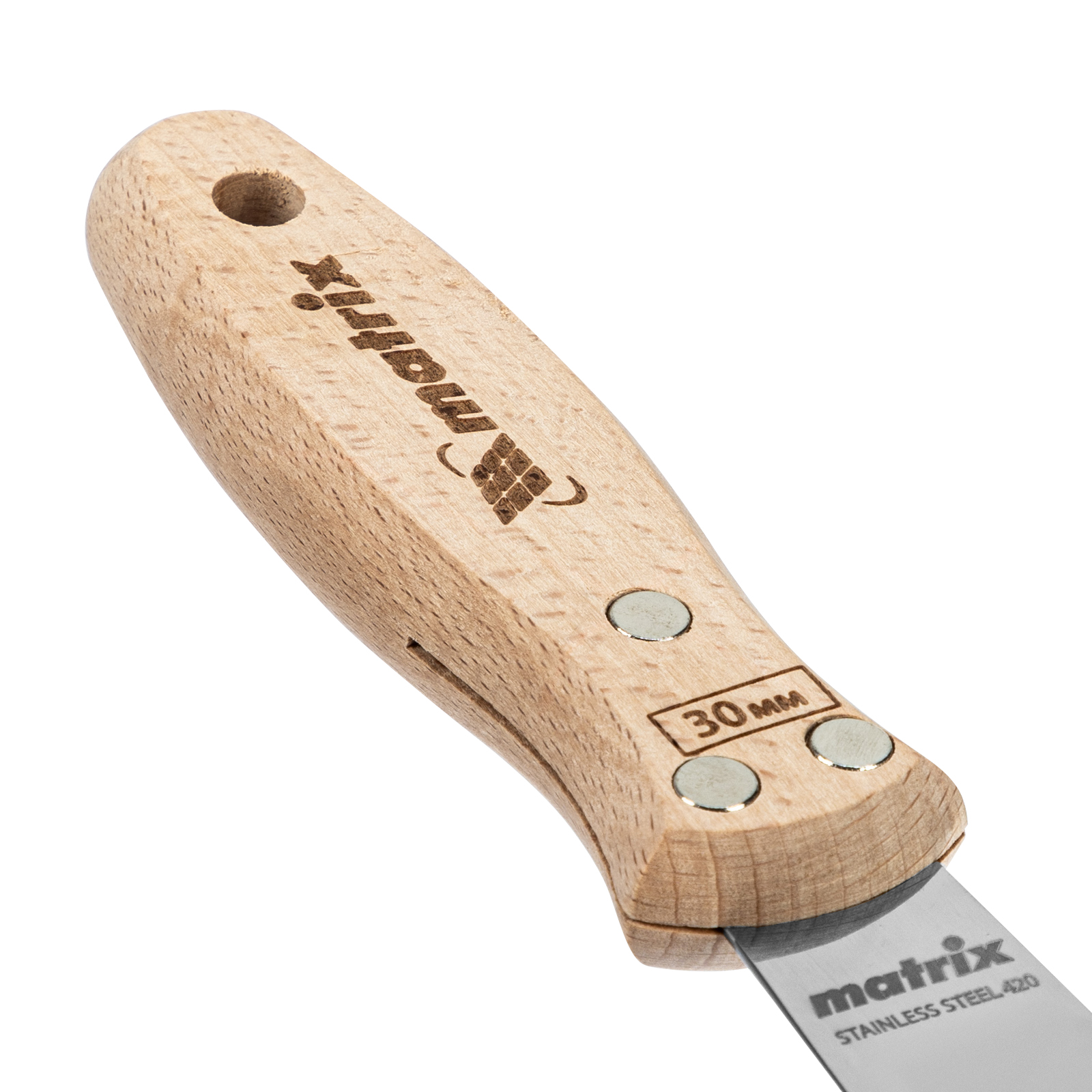 Шпательная лопатка из нержавеющей стали, 30 мм, буковая рукоятка, EFP Matrix