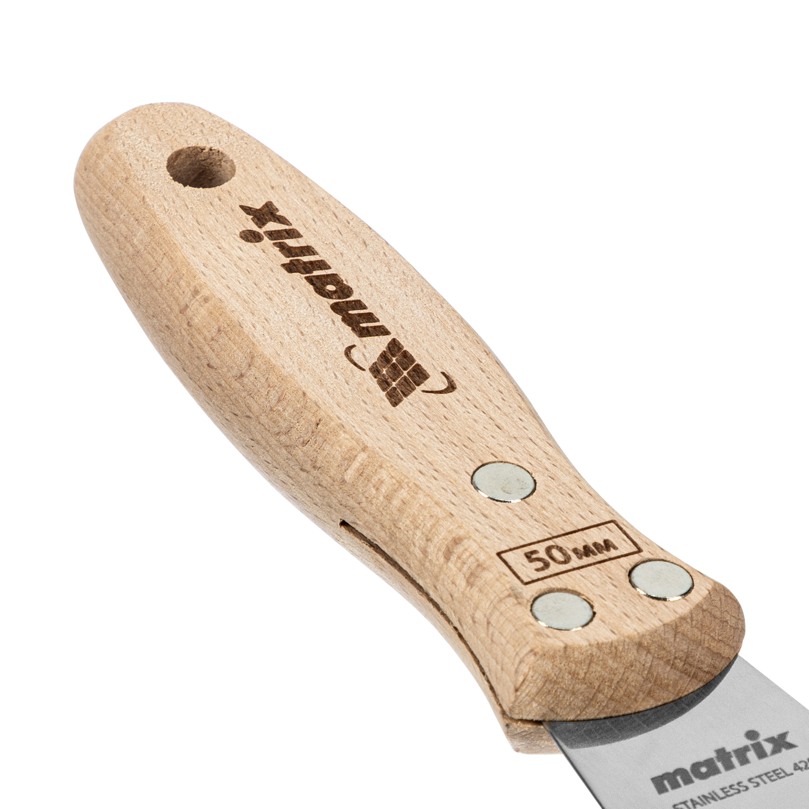 Шпательная лопатка из нержавеющей стали, 50 мм, буковая рукоятка, EFP Matrix