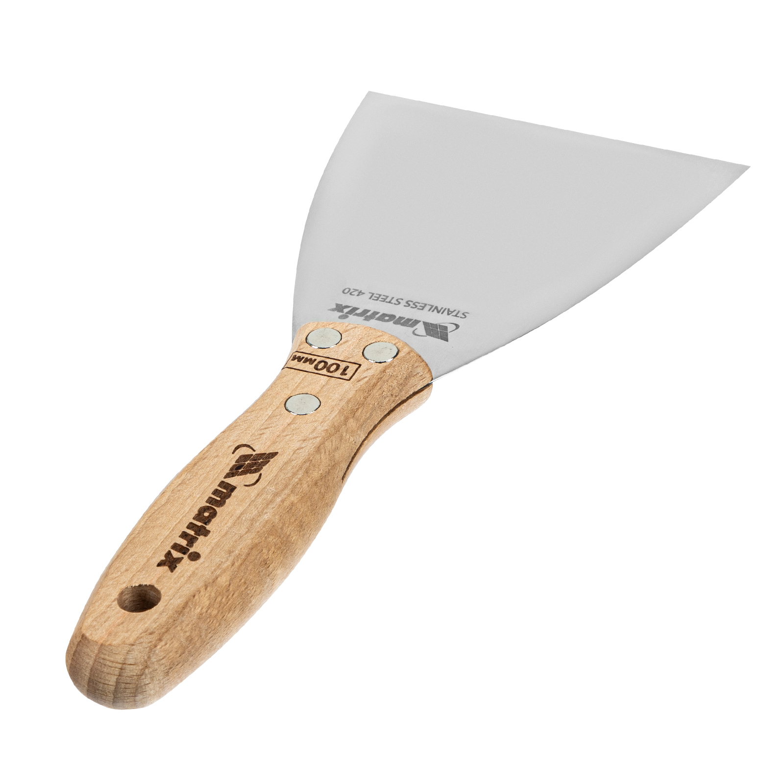 Шпательная лопатка из нержавеющей стали, 100 мм, буковая рукоятка, EFP Matrix
