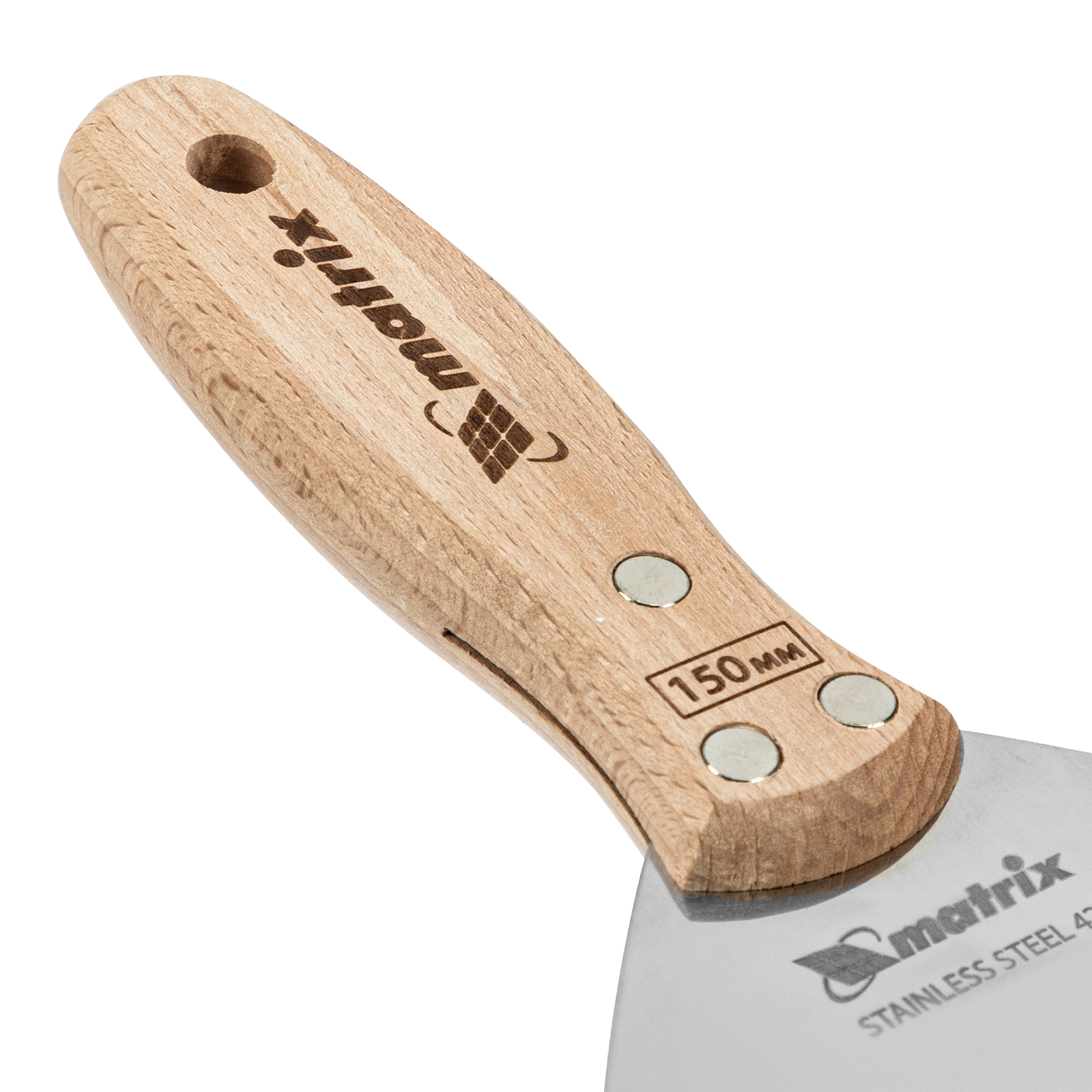 Шпательная лопатка из нержавеющей стали, 150 мм, буковая рукоятка, EFP Matrix