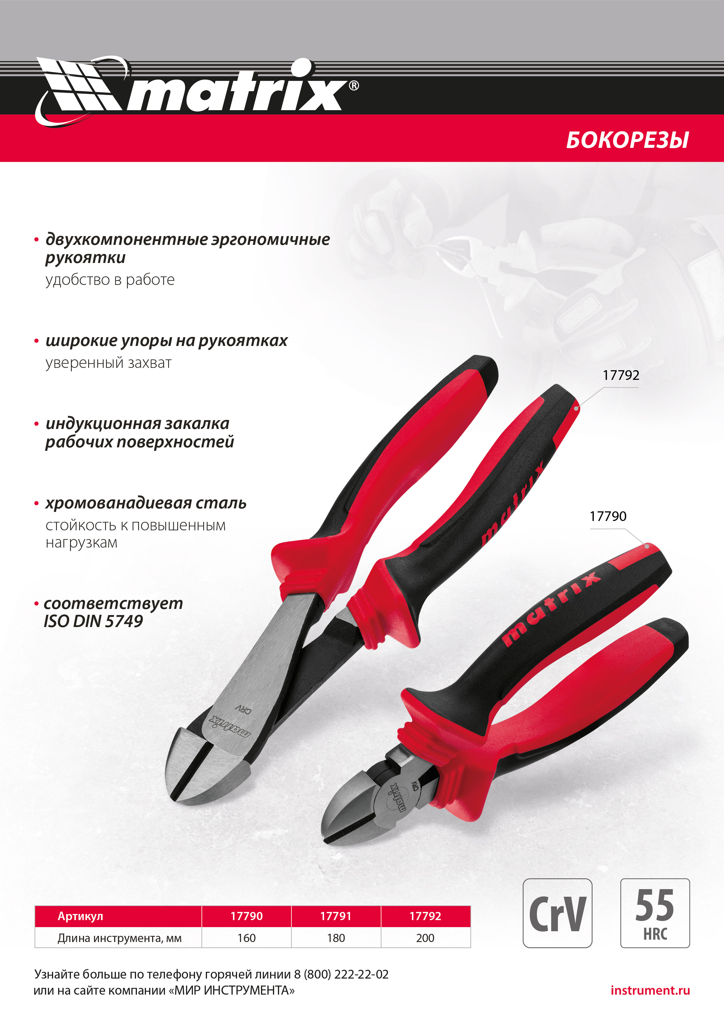 Бокорезы, 180 мм, хром-ванадий, двухкомпонентные рукоятки Matrix