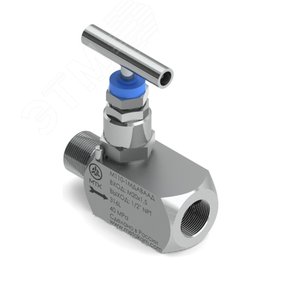 Вентиль игольчатый М110-1, 40МПа, вход - внутр.резьба G1/2', выход - наруж.резьба М20х1,5, AISI 316L, PTFE