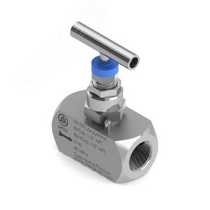 Вентиль игольчатый М100, 40МПа, вход - внутр.резьба 1/4'NPT, выход - внутр. резьба 1/4'NPT, AISI 316L, PTFE