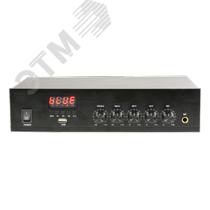 Усилитель 60Вт. 1 микрофонный вход,  100В/4-16Ом. USB/Bluetooth/FM радио. Материал корпуса: Металл (чёрного цвета)