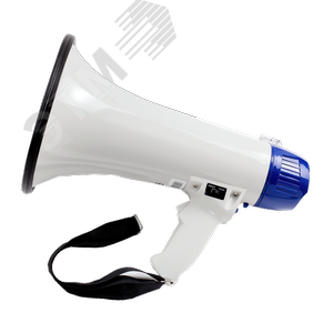 Мегафон 15 Вт дальность действия до 800 м, функции сирена. Питание 8 шт. аккум. батарей, тип ''AA'' (LR6), Литиевая заряжаемая АКБ 12В в комплекте