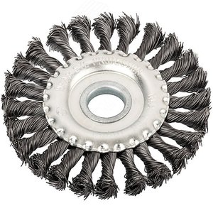 Кордщетка, тип ''колесо'', посадочный диаметр 22.2 мм, стальная витая проволока 125 мм