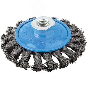 Кордщетка, тип ''колесо'' с наклоном, гайка М14, стальная витая проволока 115 мм