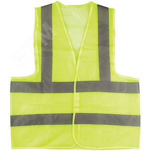 Жилет сигнальный желтый, 2 горизонтальные и 2 вертикальные полосы, 60 гр, размер XXL