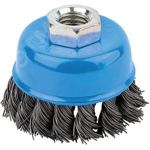 Кордщетка, тип ''чашка'', гайка М14, стальная витая проволока 65 мм