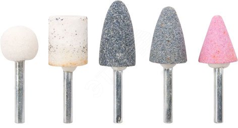 Шарошки абразивные по металлу, 5 шт, хвостовик 3 мм