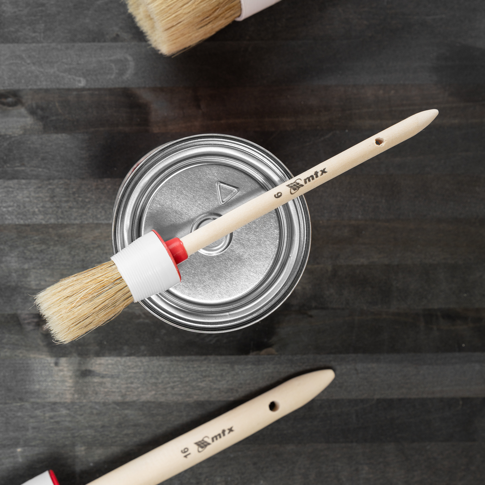 Кисть круглая № 6 (30 мм) натуральная щетина, деревянная ручка MTX