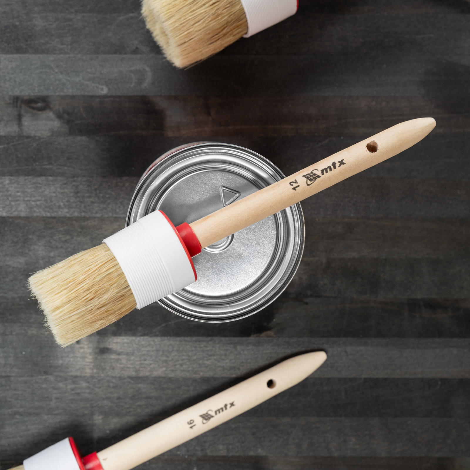 Кисть круглая №12 (45 мм) натуральная щетина, деревянная ручка MTX