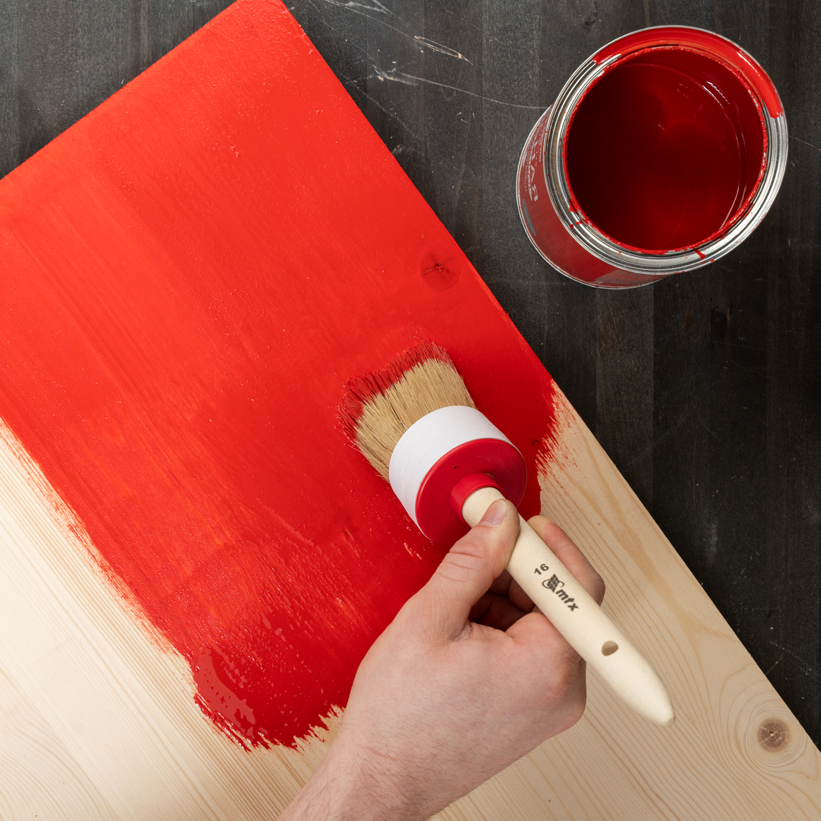 Кисть круглая №16 (55 мм) натуральная щетина, деревянная ручка MTX