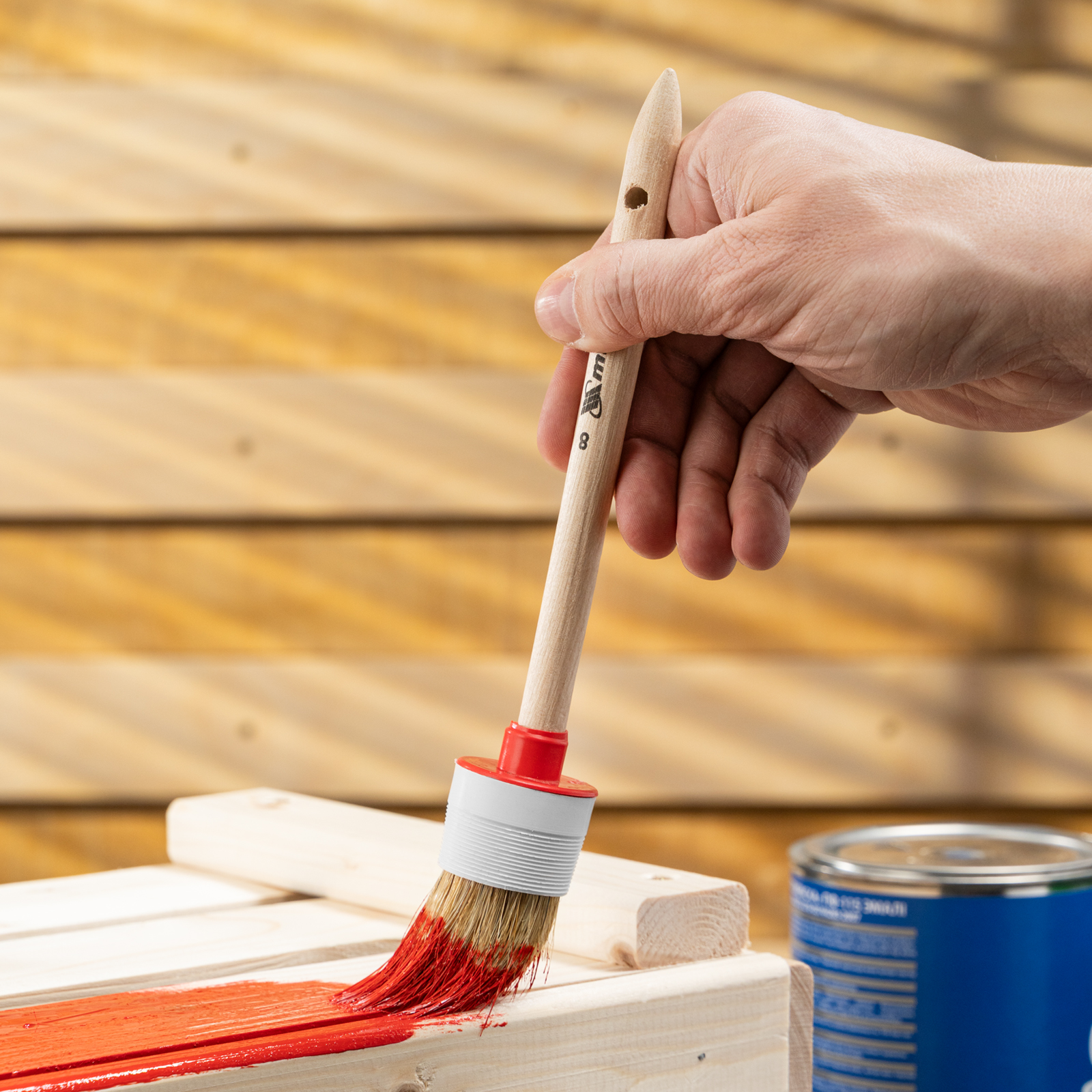 Кисть круглая № 8 (35 мм) натуральная щетина, деревянная ручка MTX