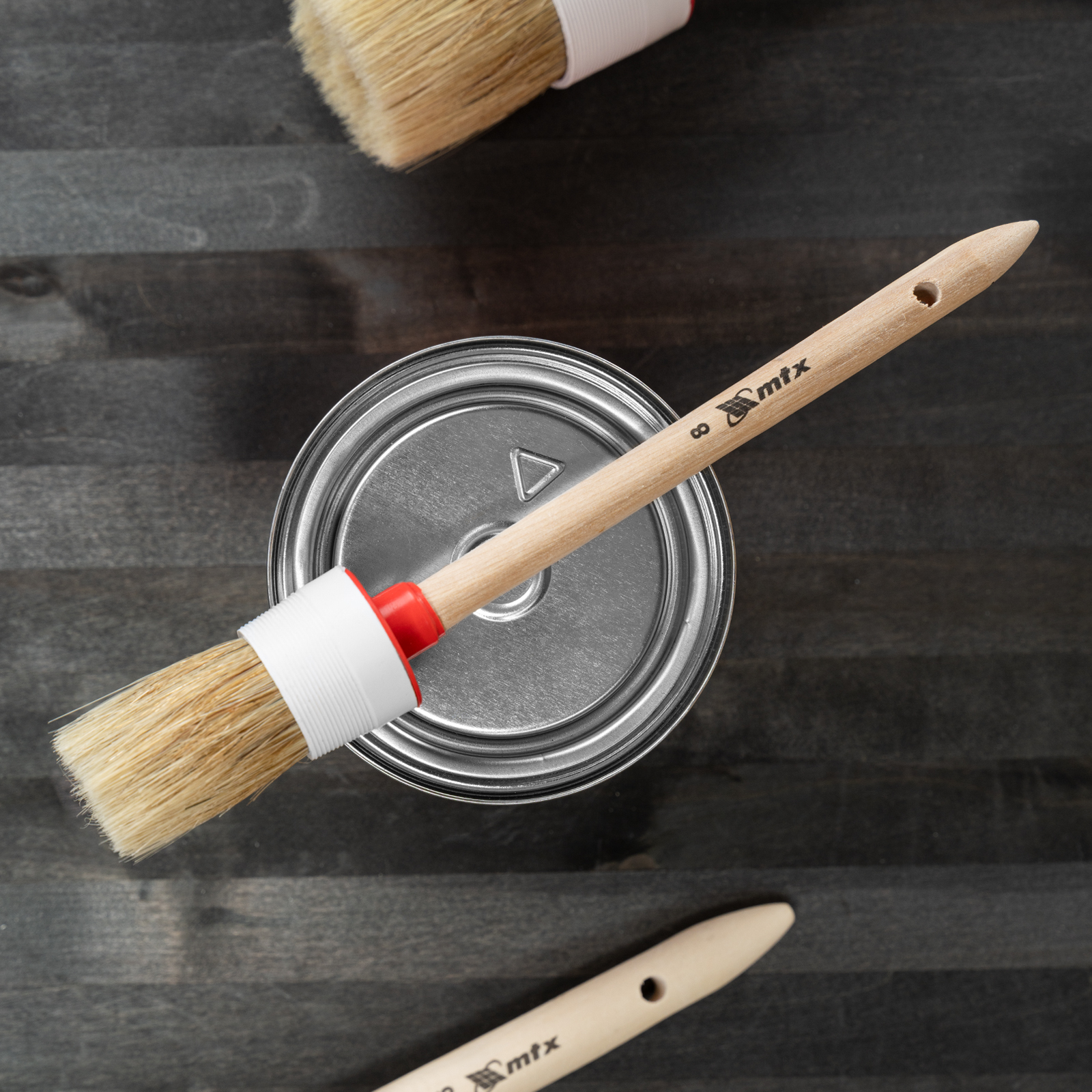 Кисть круглая № 8 (35 мм) натуральная щетина, деревянная ручка MTX