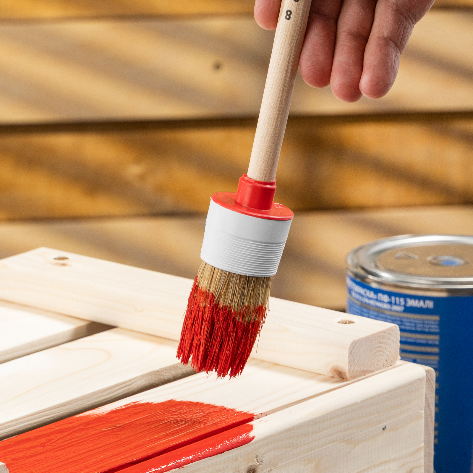 Кисть круглая № 8 (35 мм) натуральная щетина, деревянная ручка MTX