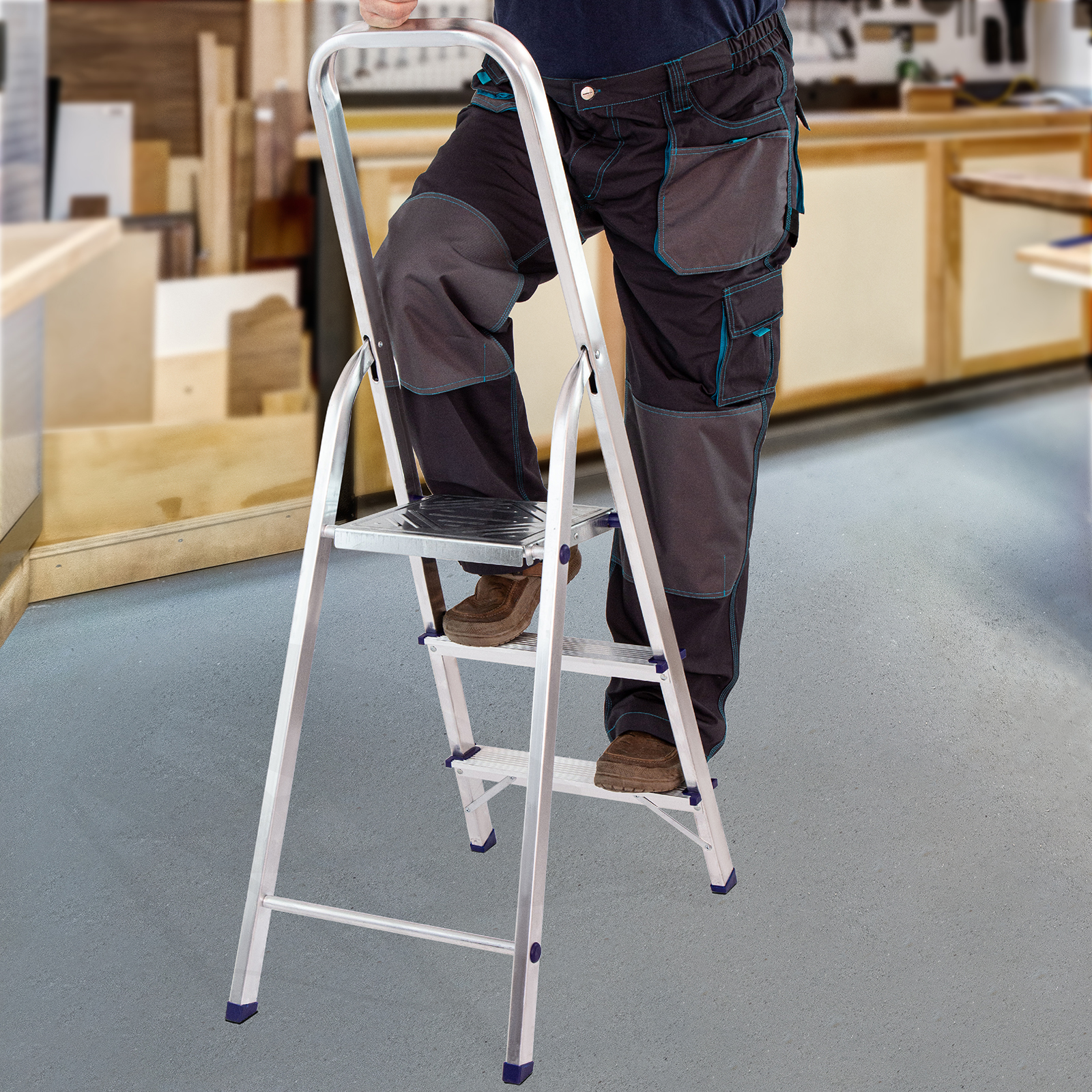 Стремянка усиленная, 3 ступени, алюминиевая, MTX