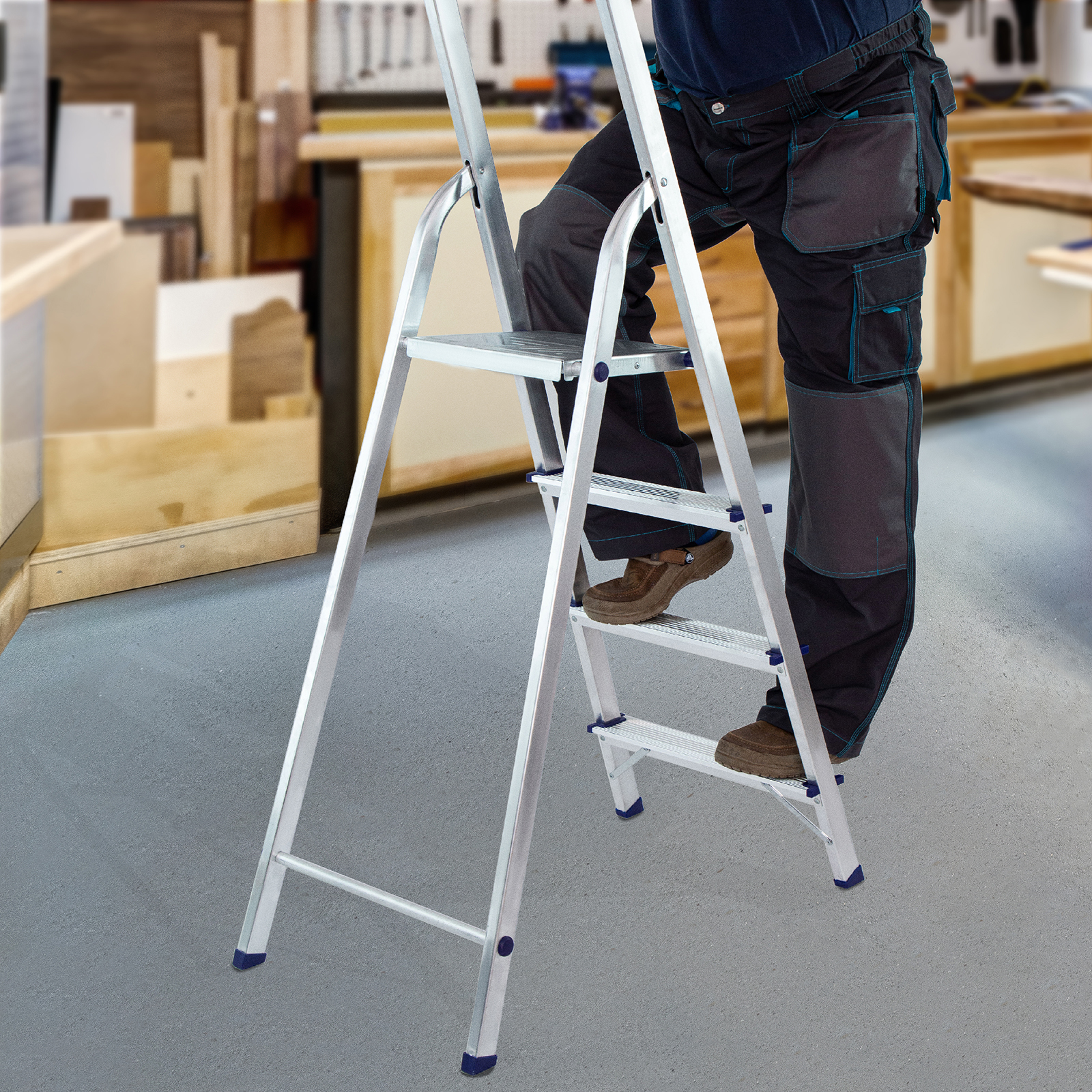 Стремянка усиленная, 4 ступени, алюминиевая, MTX