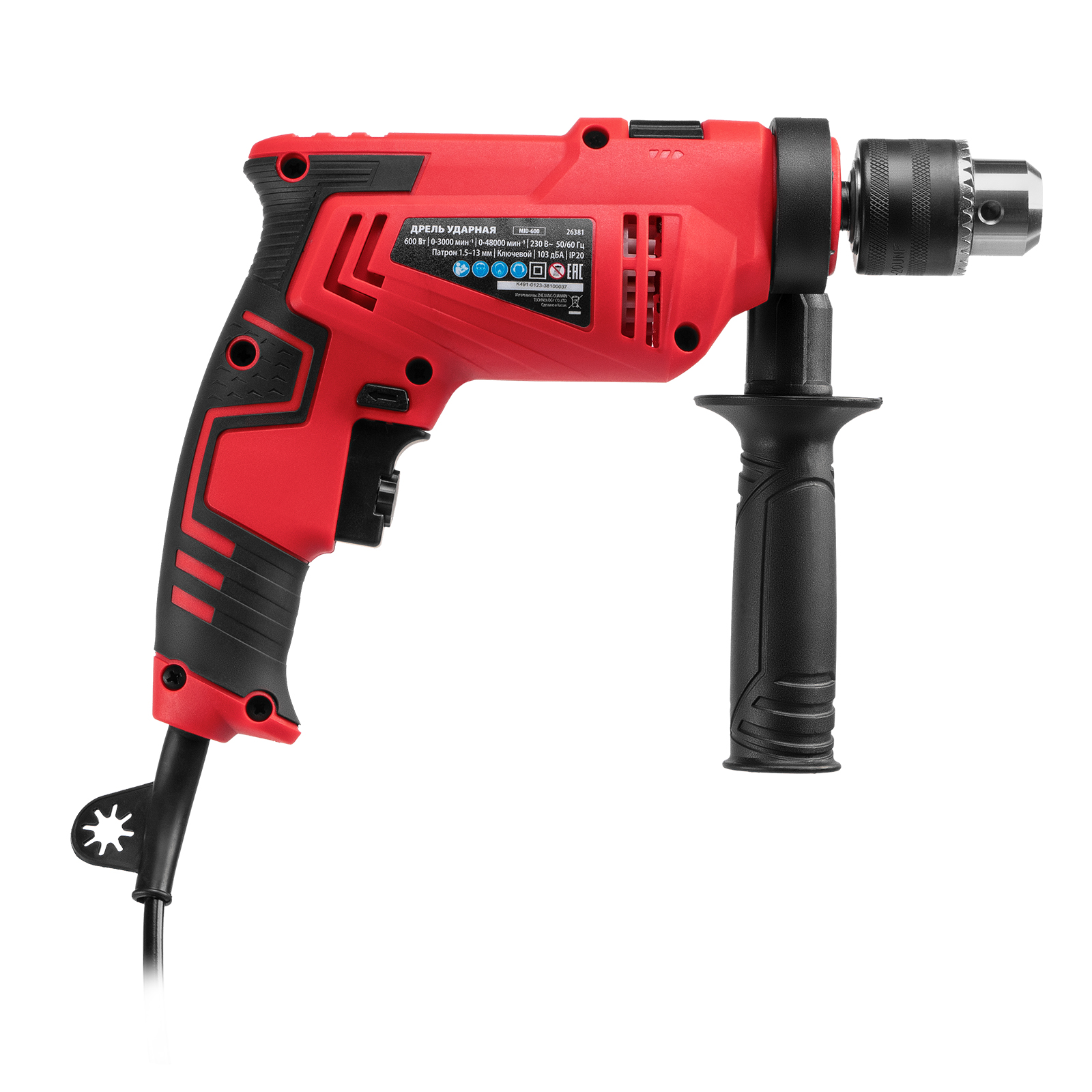 Дрель ударная MID-600, 600 Вт, 0-3000 об/мин, 0-48000 уд/мин MTX