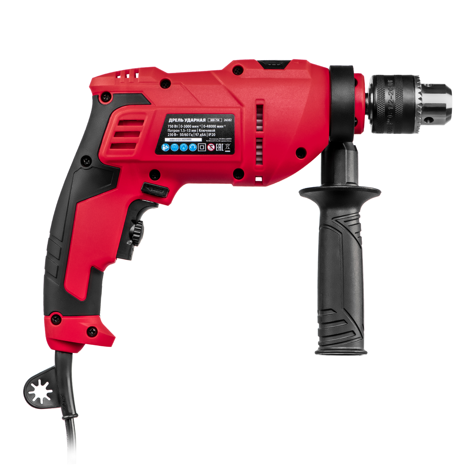 Дрель ударная MID-750, 750 Вт, 0-3000 об/мин, 0-48000 уд/мин MTX