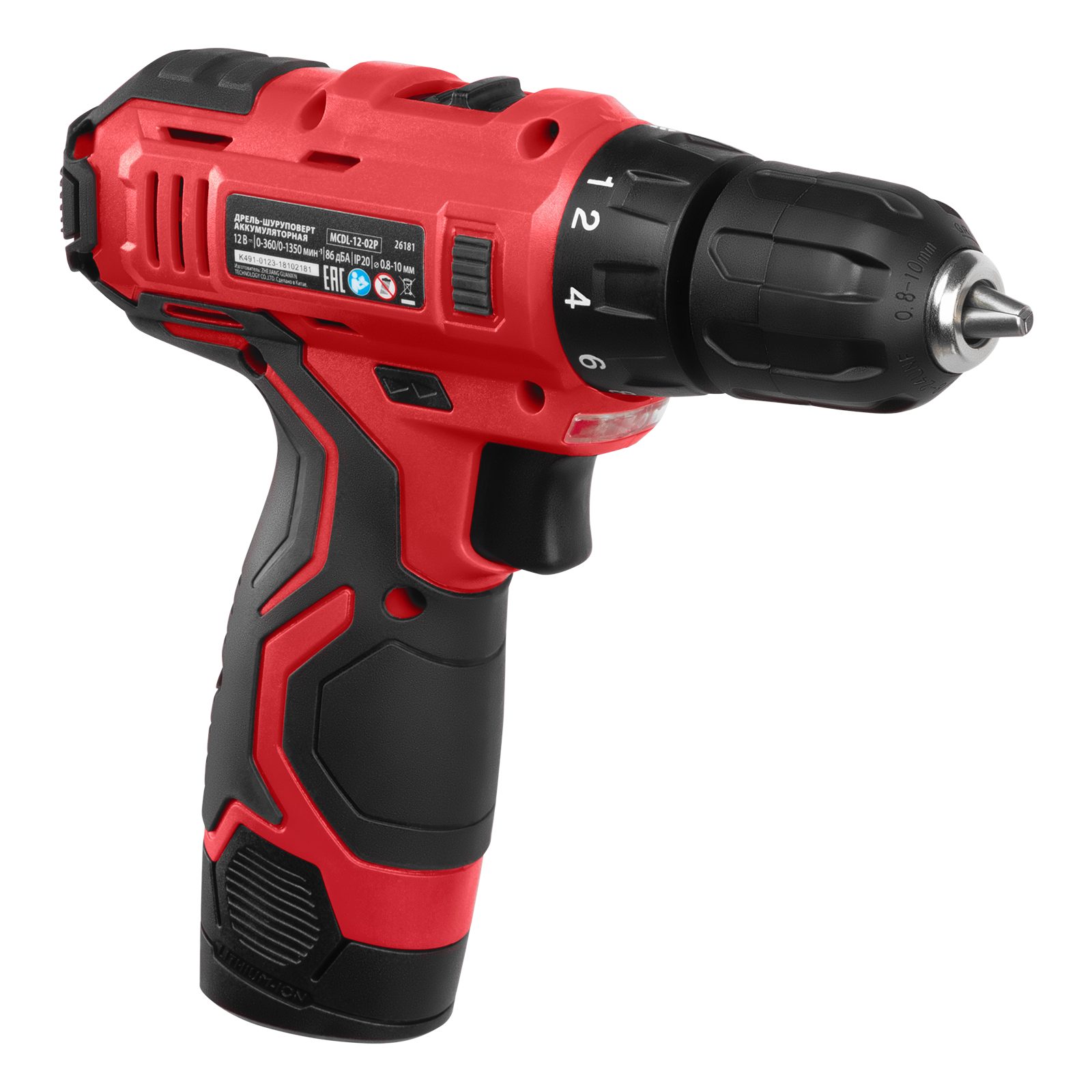 Дрель-шуруповерт аккумуляторная MCDL-12-02P, Li-Ion, 12 В, 2 акк. MTX