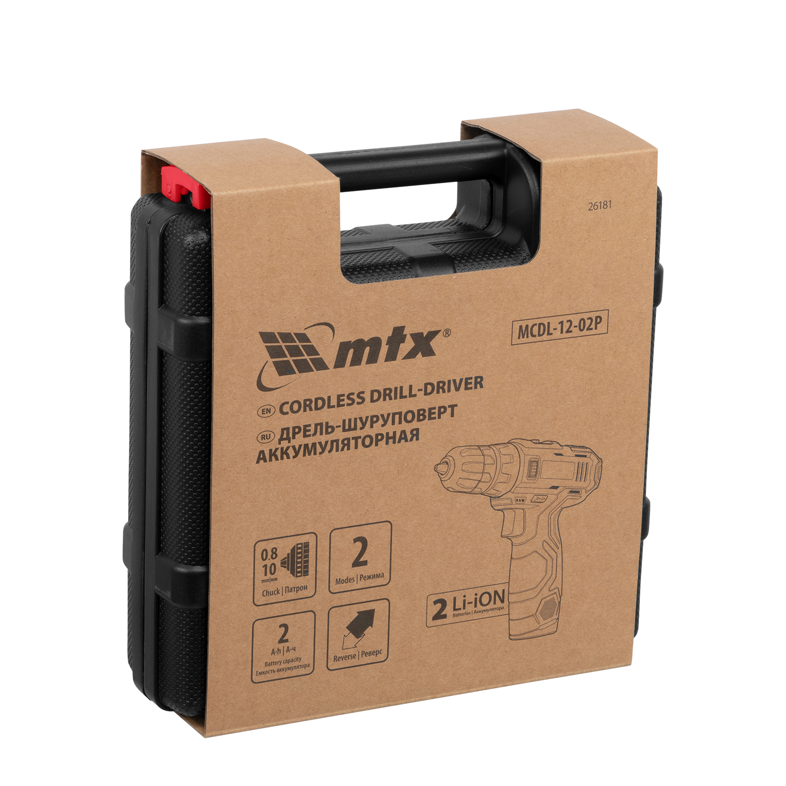 Дрель-шуруповерт аккумуляторная MCDL-12-02P, Li-Ion, 12 В, 2 акк. MTX