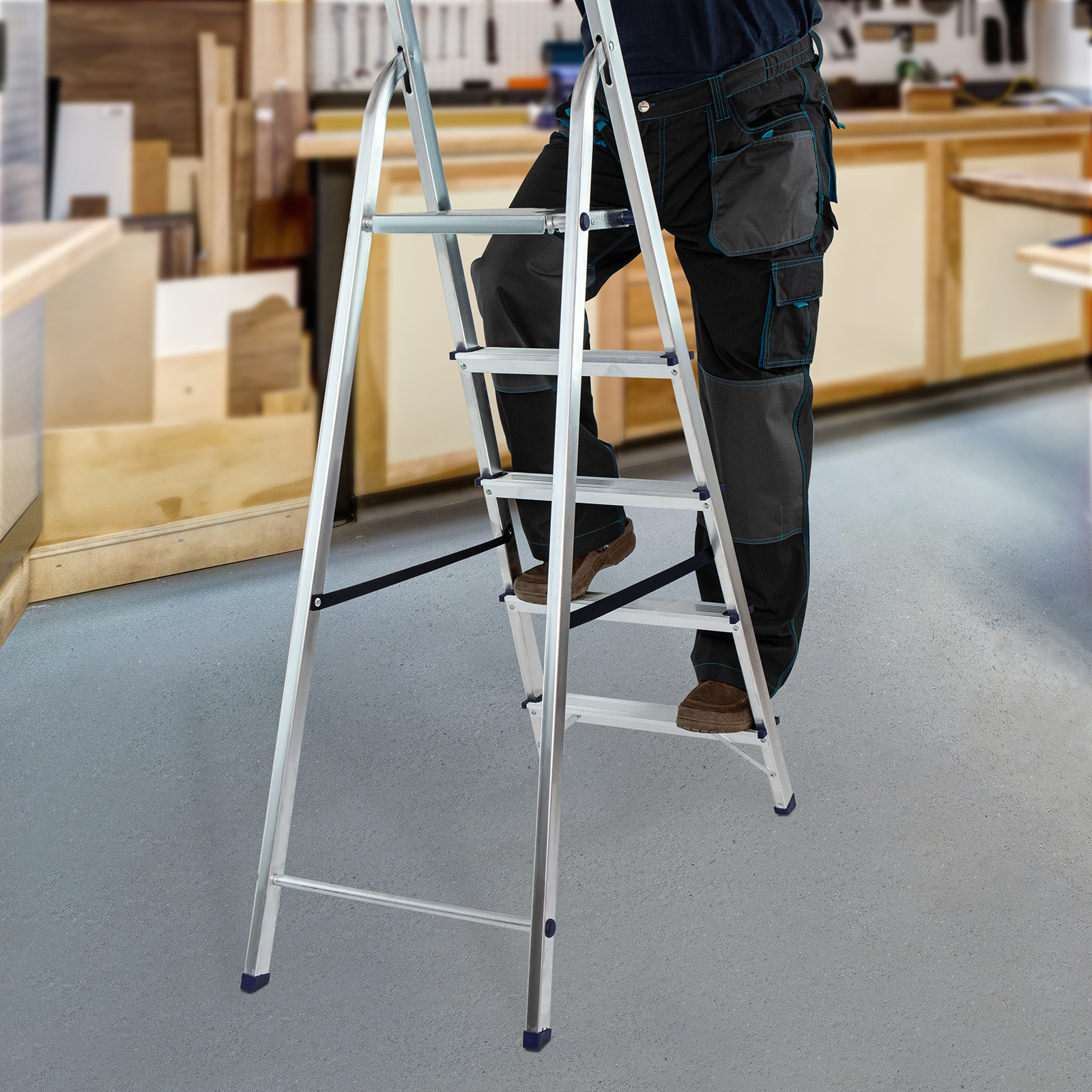 Стремянка усиленная, 5 ступеней, алюминиевая, MTX