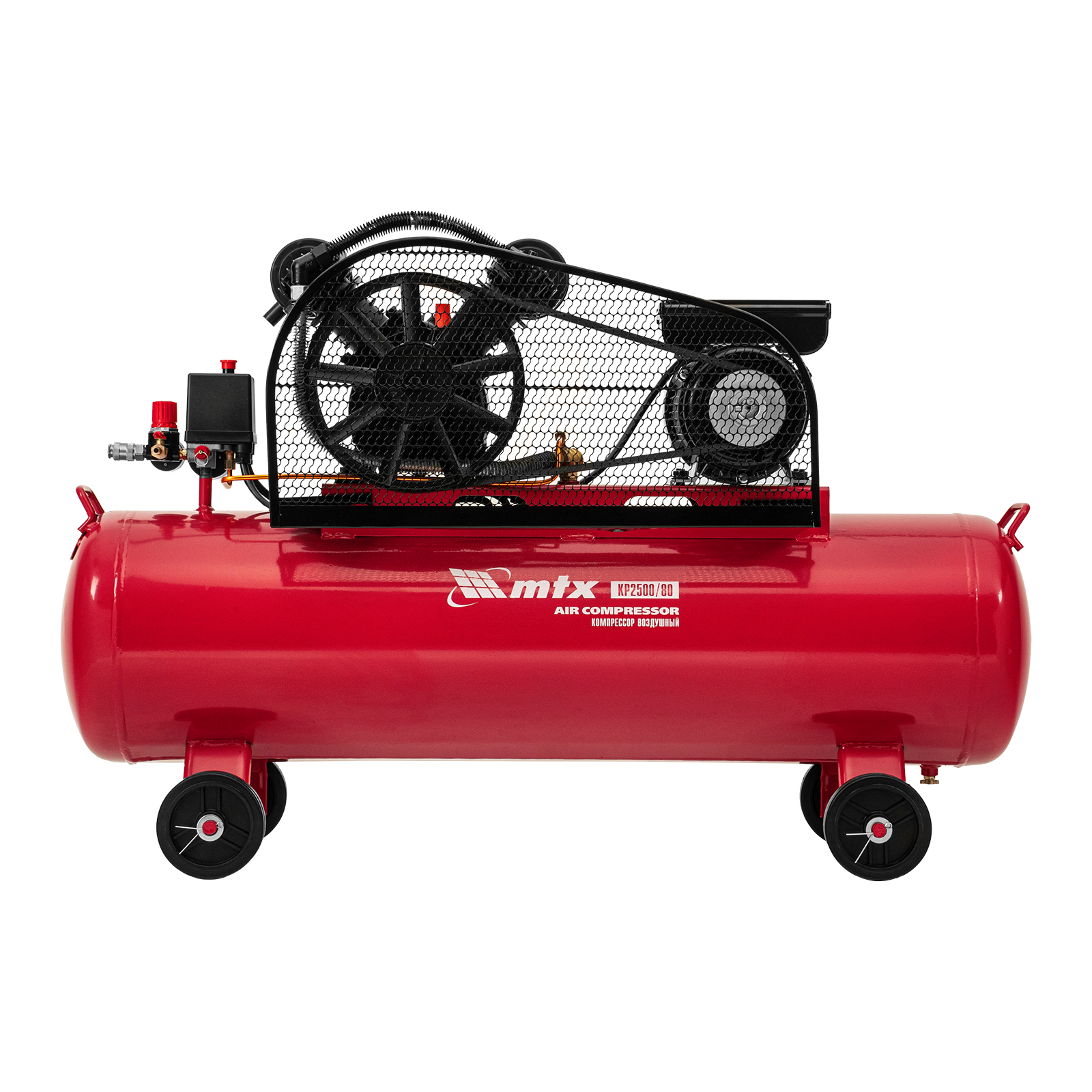 Компрессор воздушный ременный привод КР2500/80, 2,5 кВт, 80 литров, 420 л/мин МТХ