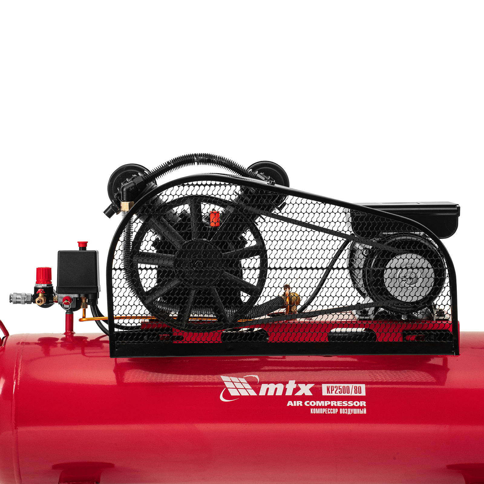 Компрессор воздушный ременный привод КР2500/80, 2,5 кВт, 80 литров, 420 л/мин МТХ