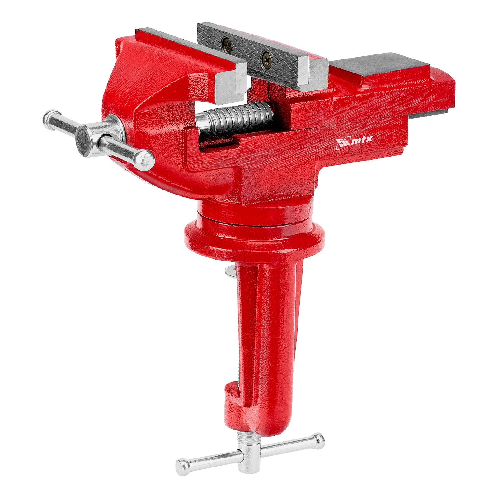 Тиски слесарные, 80 мм, настольные, поворотные, c наковальней MTX