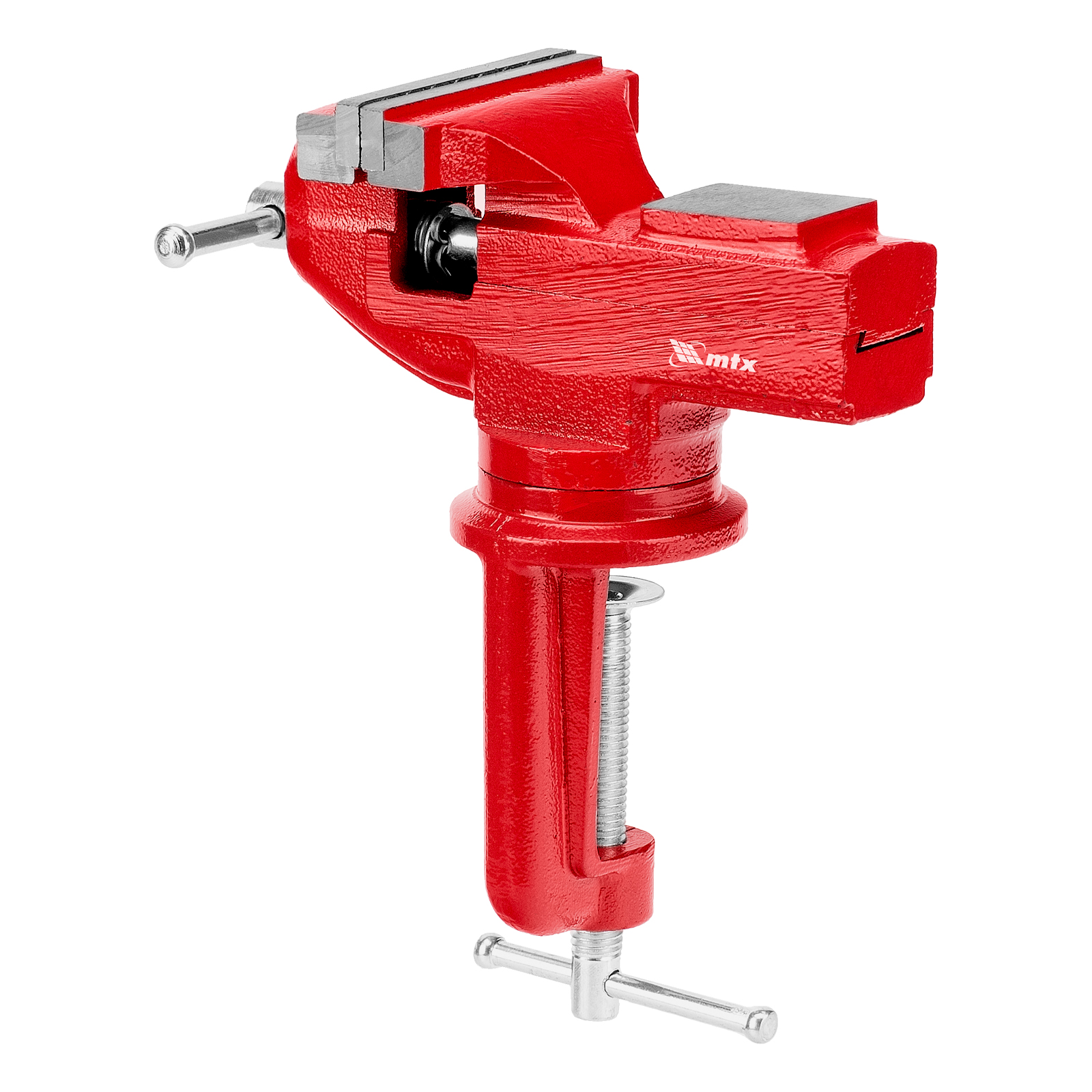 Тиски слесарные, 80 мм, настольные, поворотные, c наковальней MTX