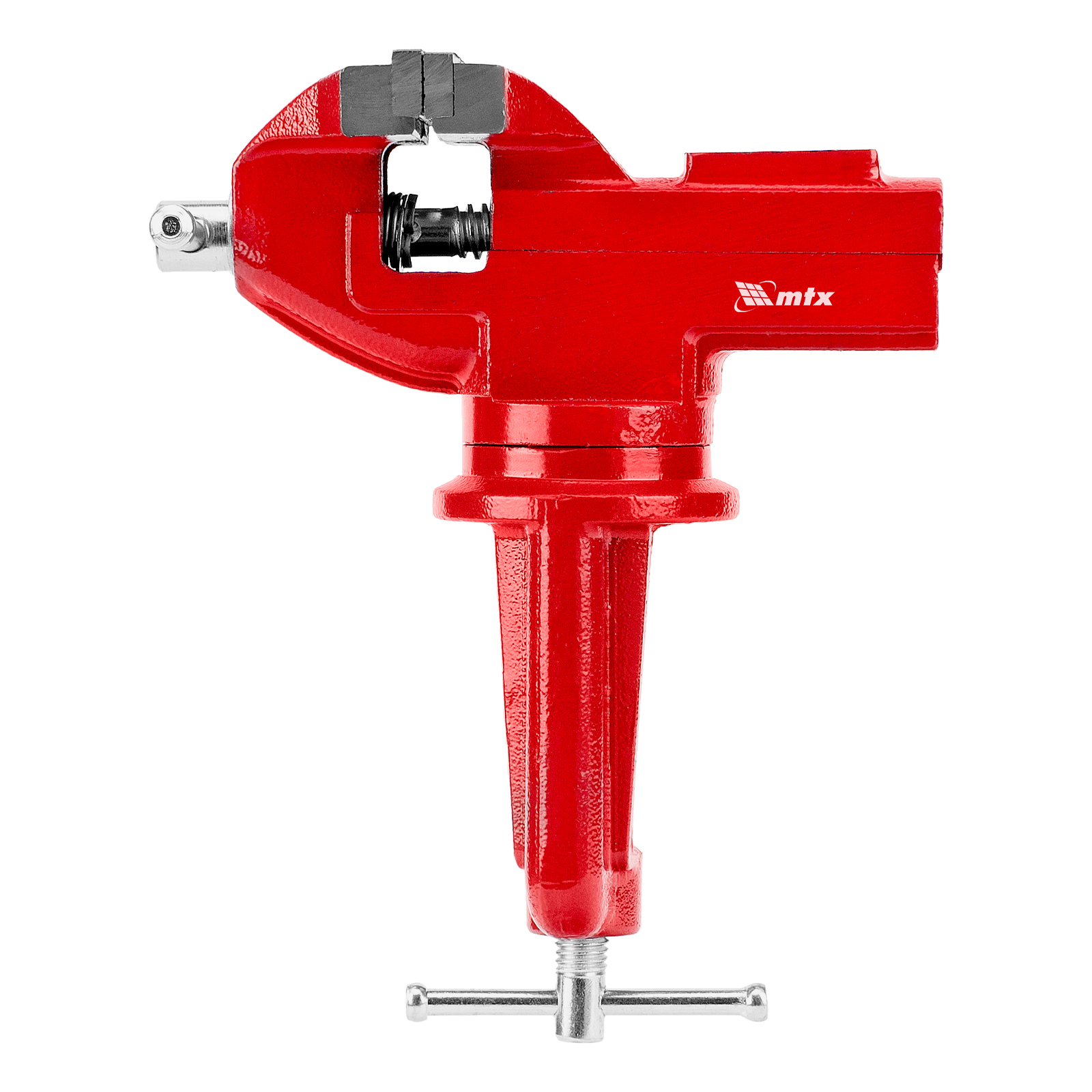 Тиски слесарные, 80 мм, настольные, поворотные, c наковальней MTX