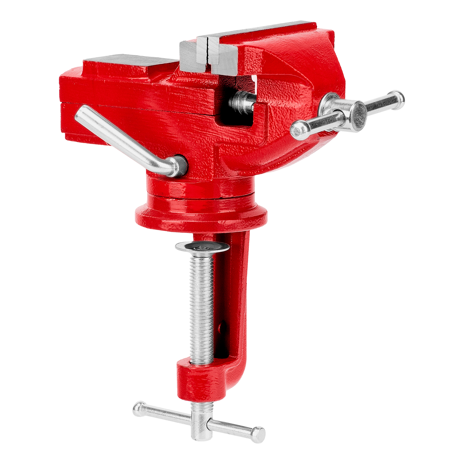 Тиски слесарные, 80 мм, настольные, поворотные, c наковальней MTX