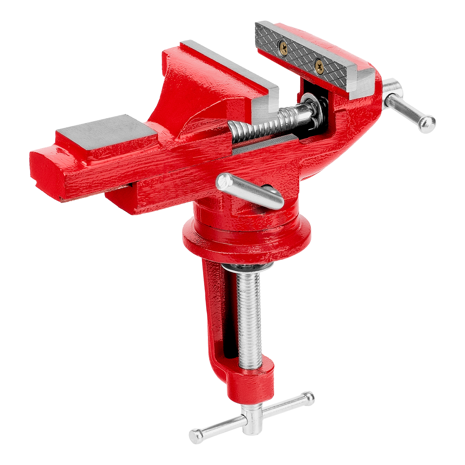 Тиски слесарные, 80 мм, настольные, поворотные, c наковальней MTX