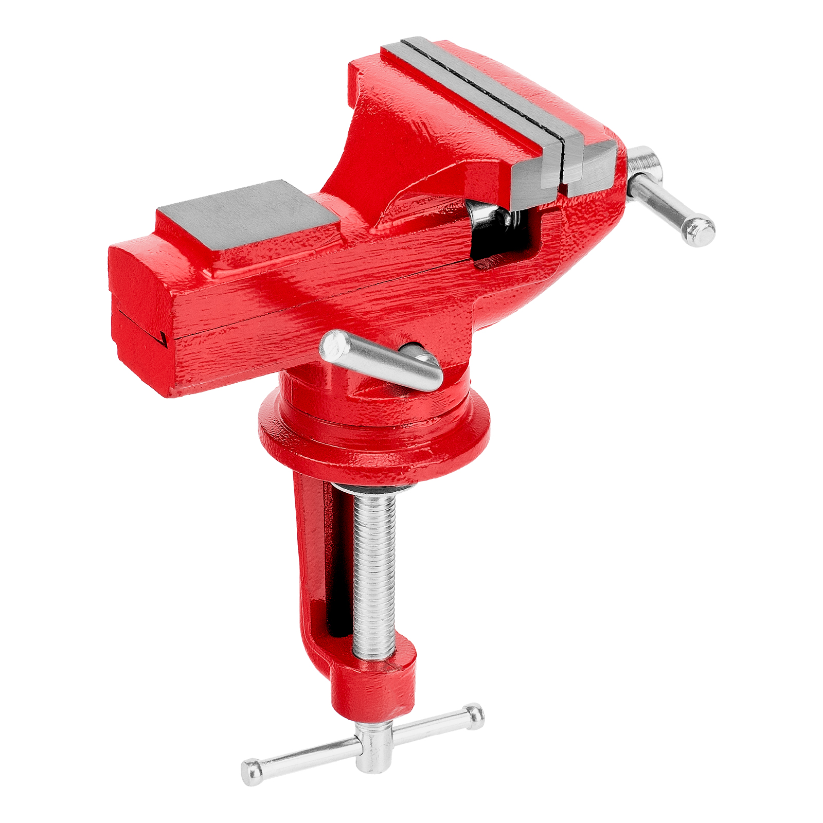 Тиски слесарные, 80 мм, настольные, поворотные, c наковальней MTX