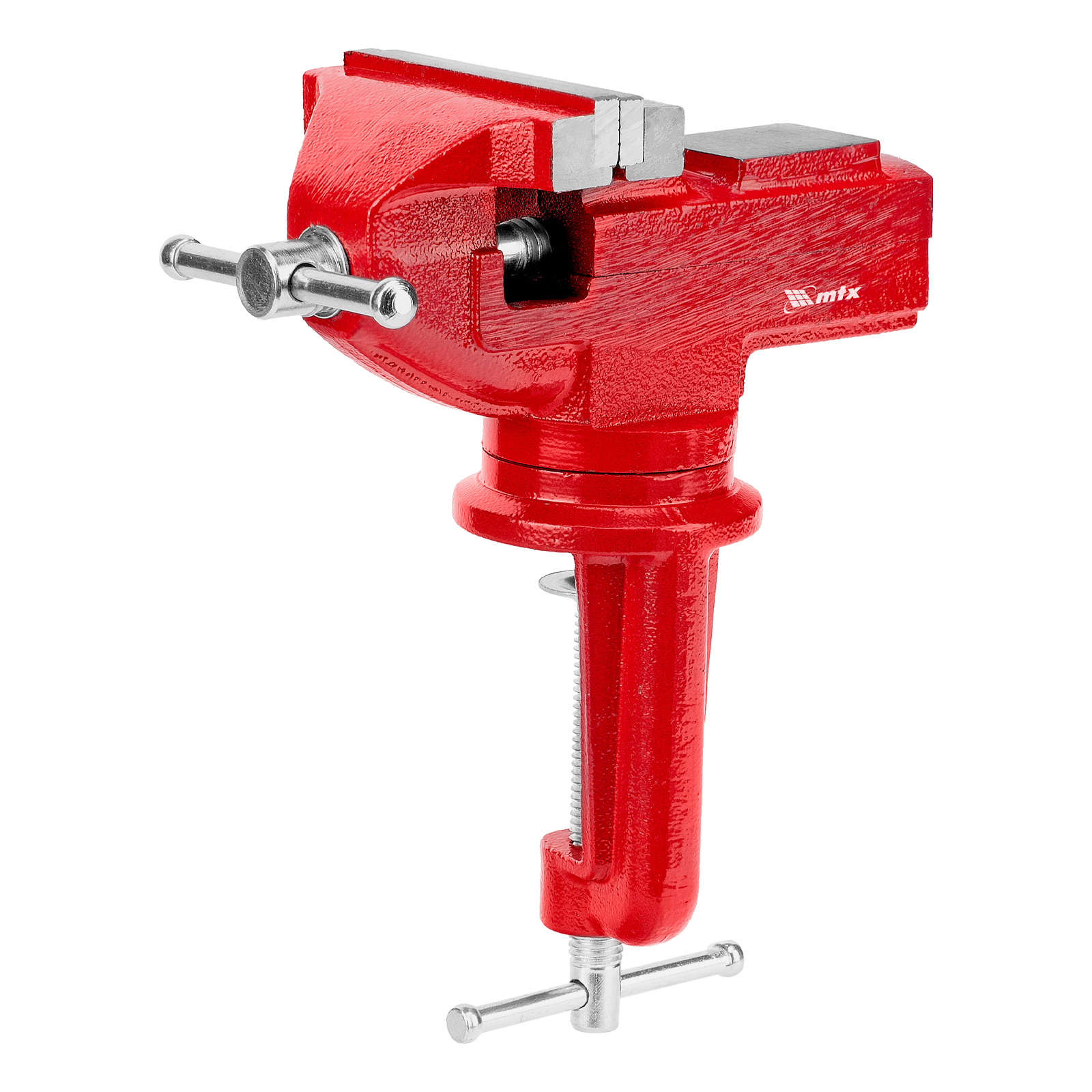 Тиски слесарные, 80 мм, настольные, поворотные, c наковальней MTX