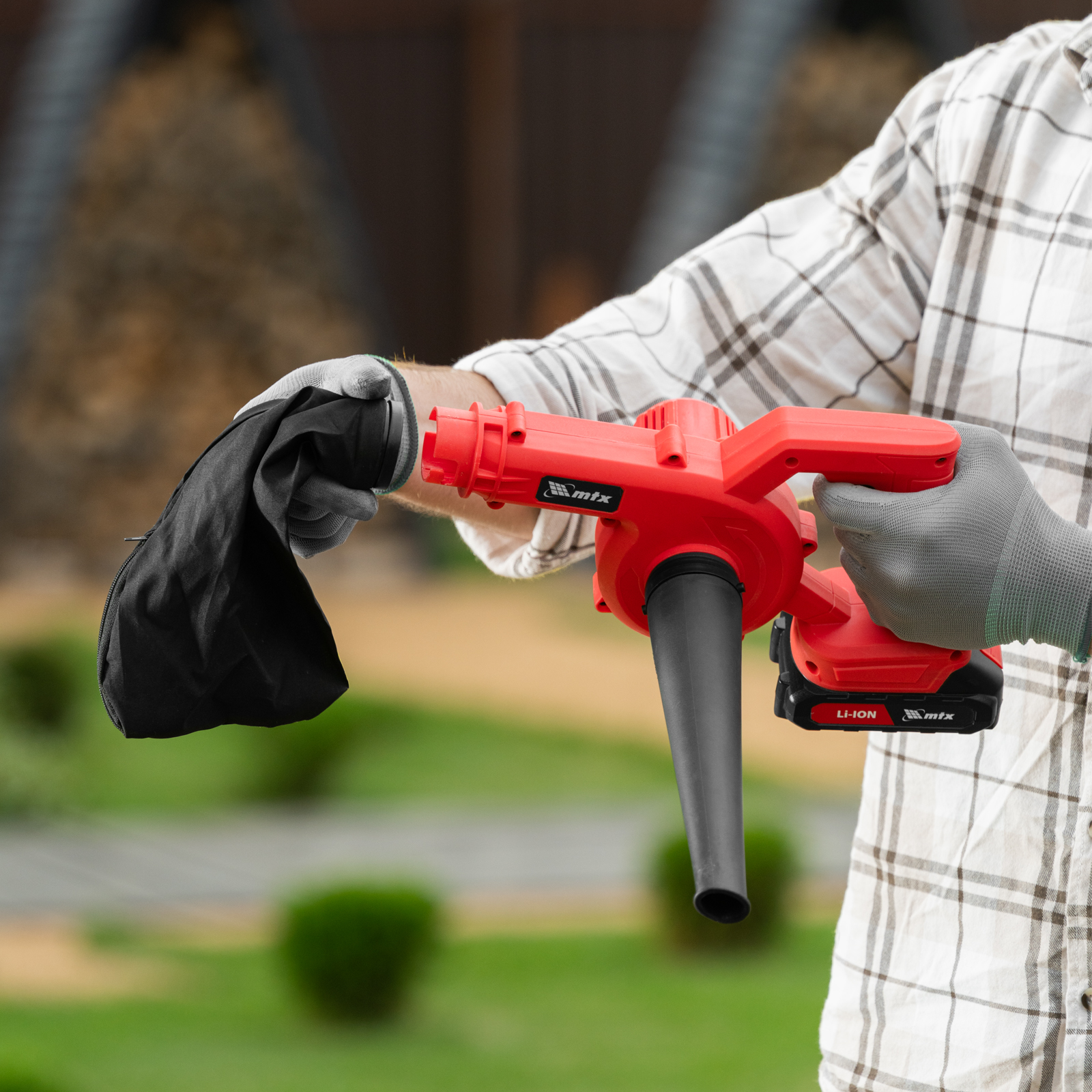 Воздуходувка-пылесос акк. портативная, LB-185, 35 м/с, 170 м3/ч, Li-Ion, 20 В MTX