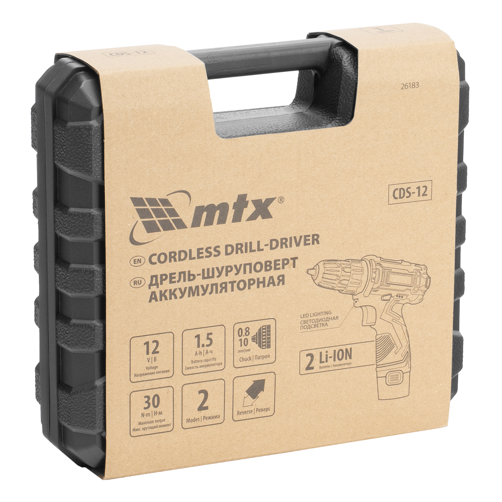 Дрель-шуруповерт аккумуляторная CDS-12, Li-Ion, 12 В// MTX