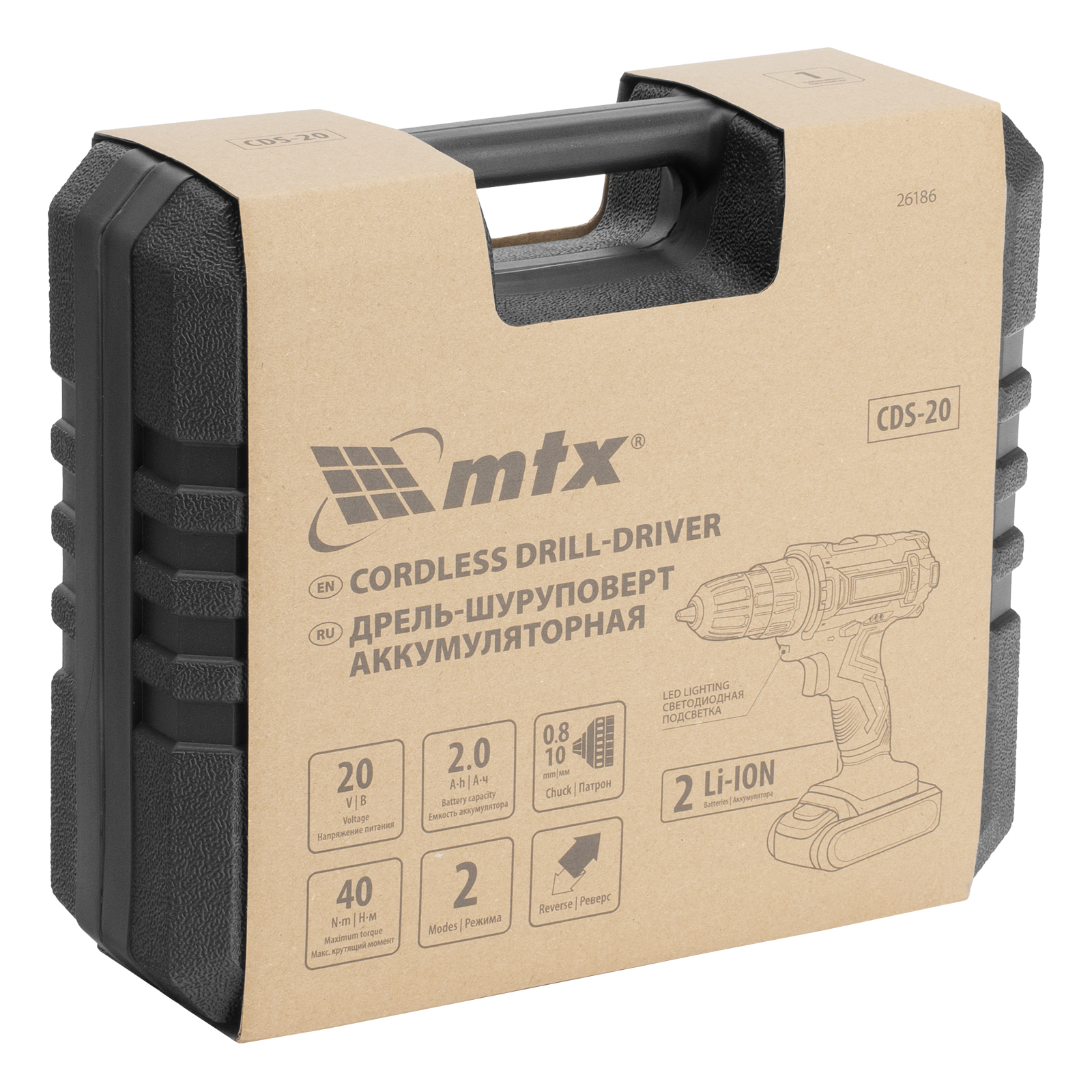 Дрель-шуруповерт аккумуляторная CDS-20, Li-Ion, 20 В// MTX