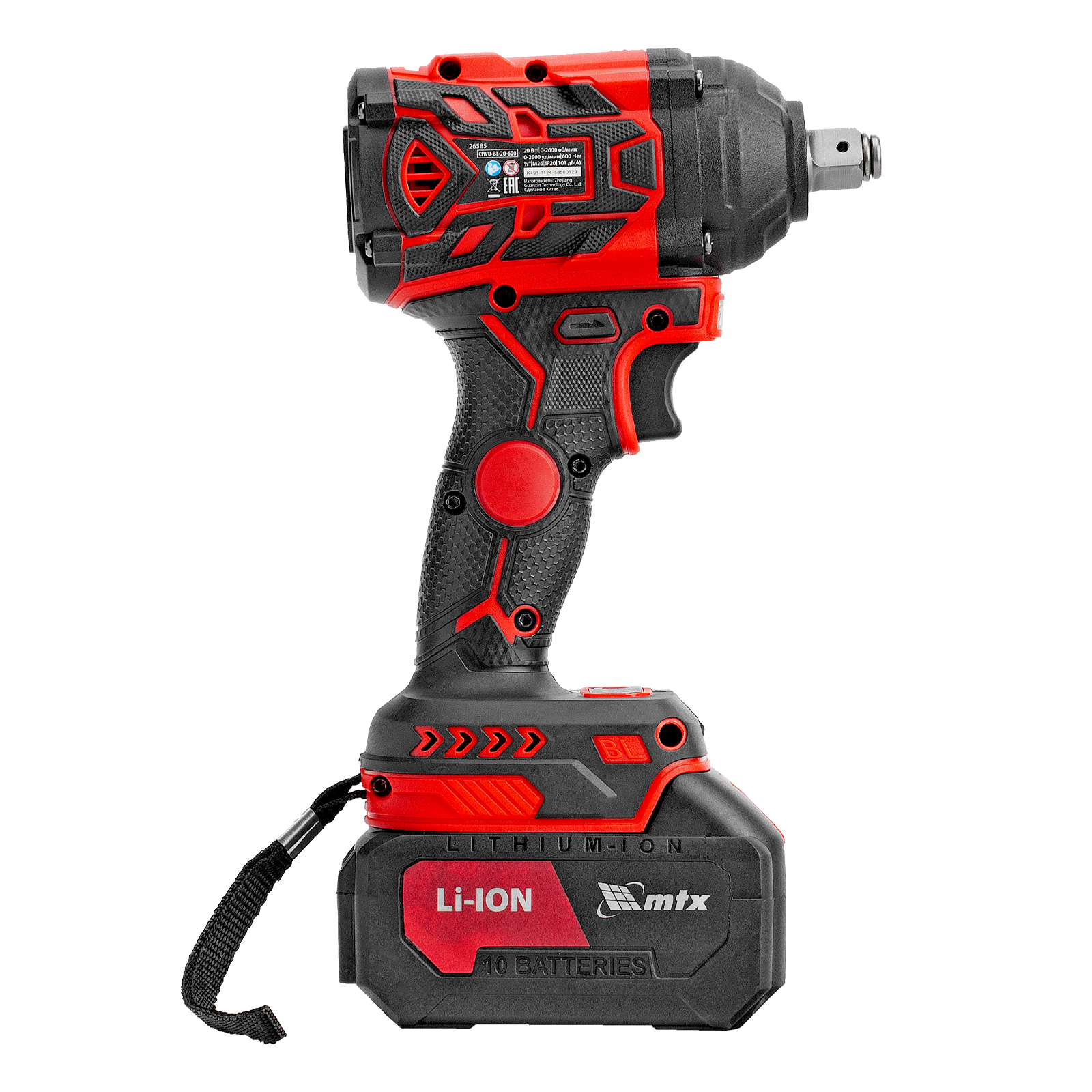 Гайковерт ударный аккумуляторный бесщет. CIWU-BL-20-600, Li-Ion, 20 В// MTX