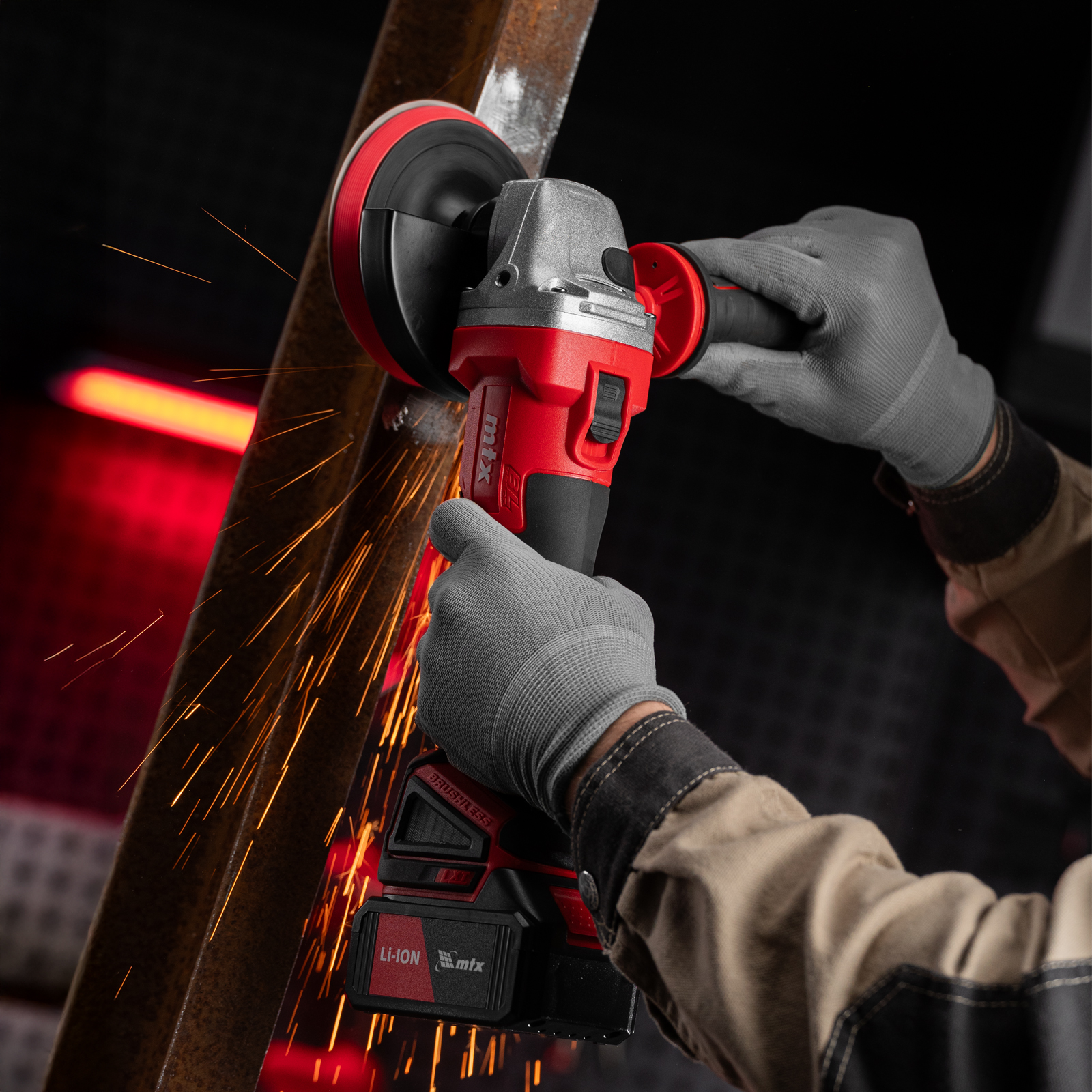 Машина шлифовальная угловая аккумуляторная бесщет. AGB-BL-20-125, Li-Ion, 20 В// MTX