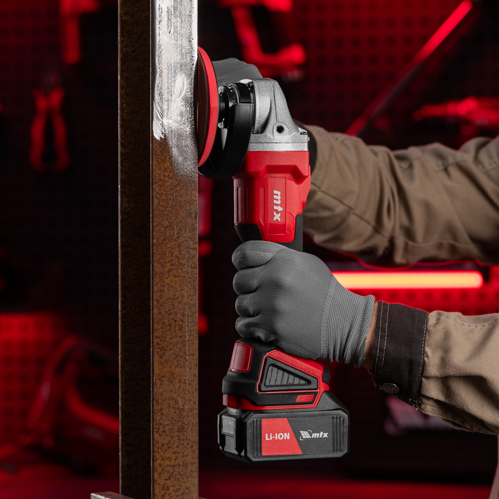 Машина шлифовальная угловая аккумуляторная бесщет. AGB-BL-20-125, Li-Ion, 20 В// MTX