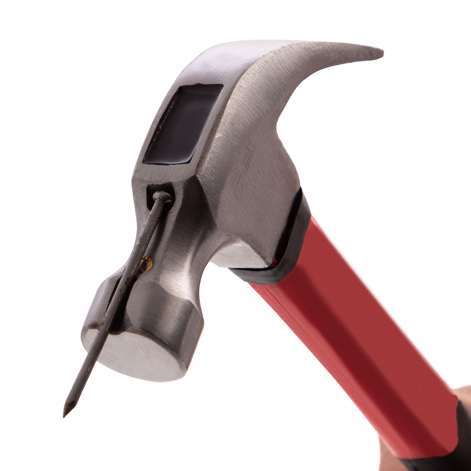 Молоток-гвоздодер, 450 г, боек c магнитом, фибергласовая обрезиненная рукоятка// MTX