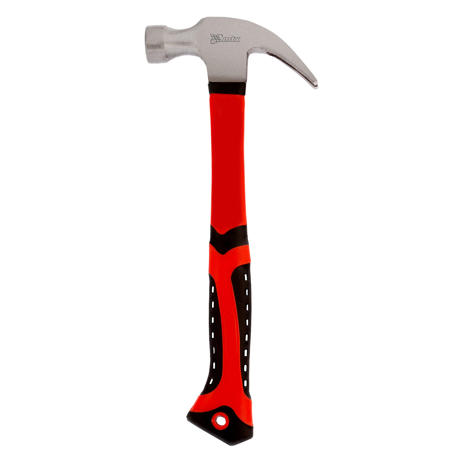 Молоток-гвоздодер, 450 г, боек c магнитом, фибергласовая обрезиненная рукоятка// MTX