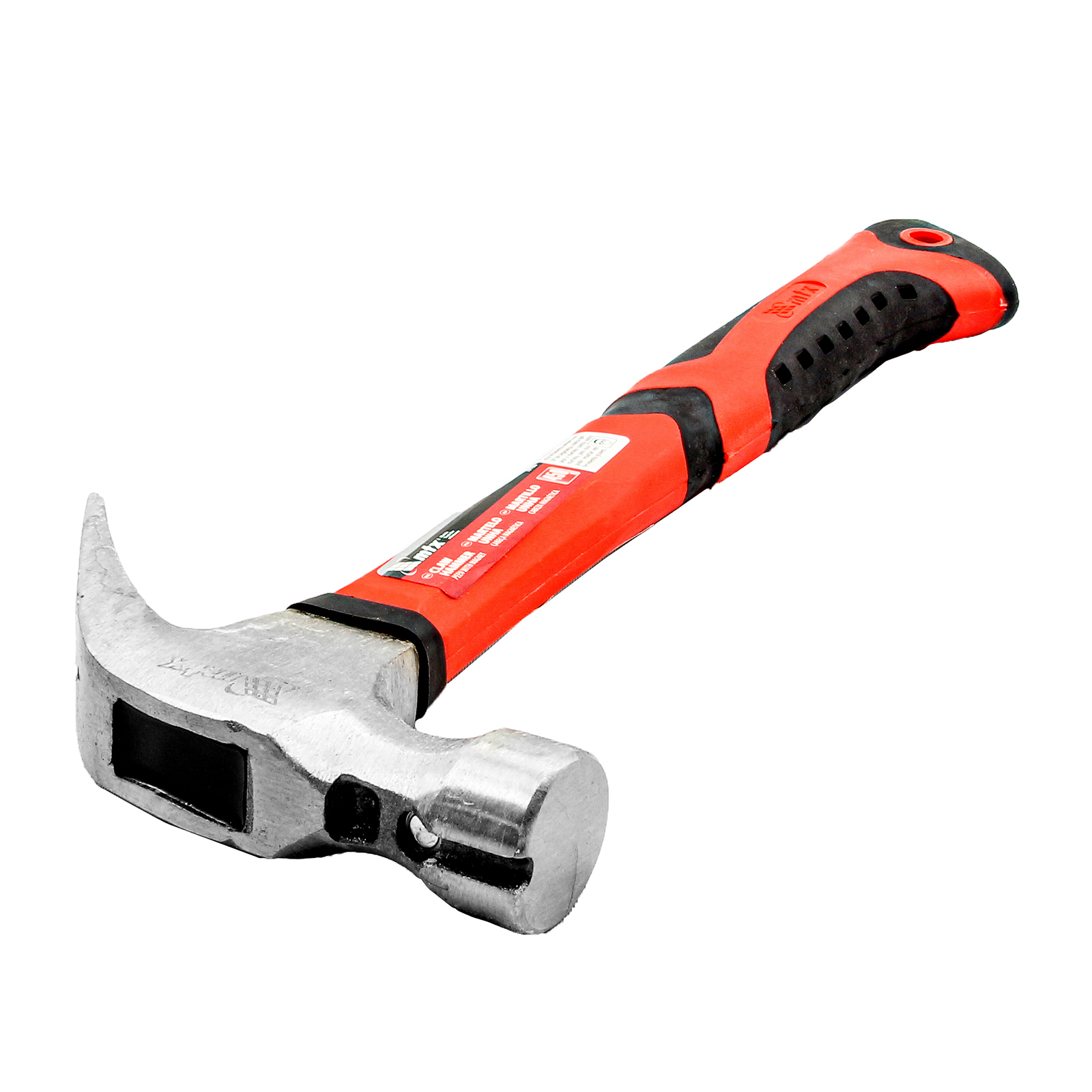 Молоток-гвоздодер, 450 г, боек c магнитом, фибергласовая обрезиненная рукоятка// MTX